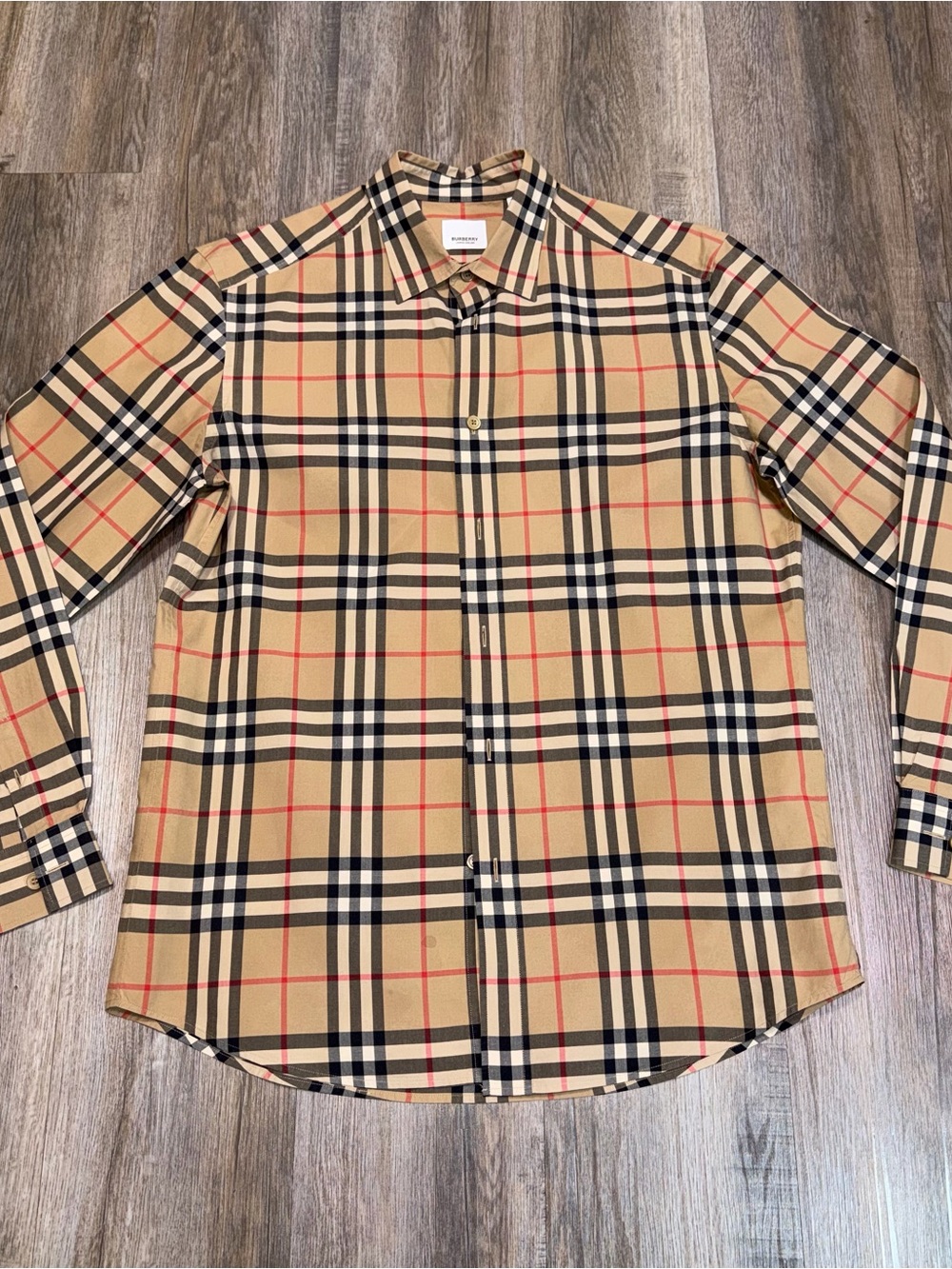 Authentic Burberry Classic Fit Nova Check Plaid Cotton Button-Down Shirt Mens M